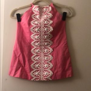 Lily Pulitzer Pink Top White Lace/Beading